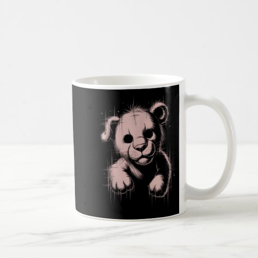 Creepy Cute Goth Teddy Lion Horror Sketch Nge Bear Kaffeetasse (Rechts)