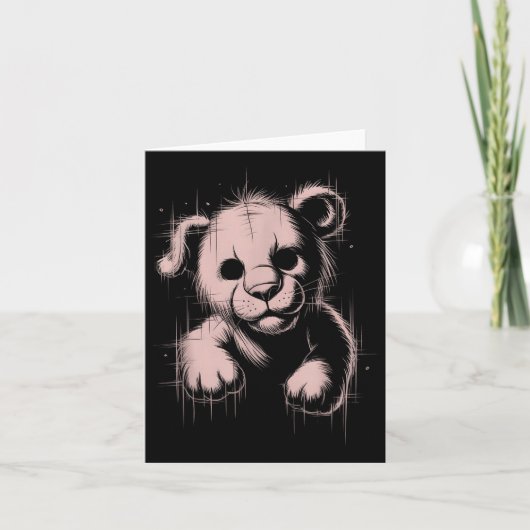 Creepy Cute Goth Teddy Lion Horror Sketch Nge Bear Karte (Vorderseite)