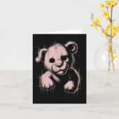 Creepy Cute Goth Teddy Lion Horror Sketch Nge Bear Karte (Gelbe Blume)