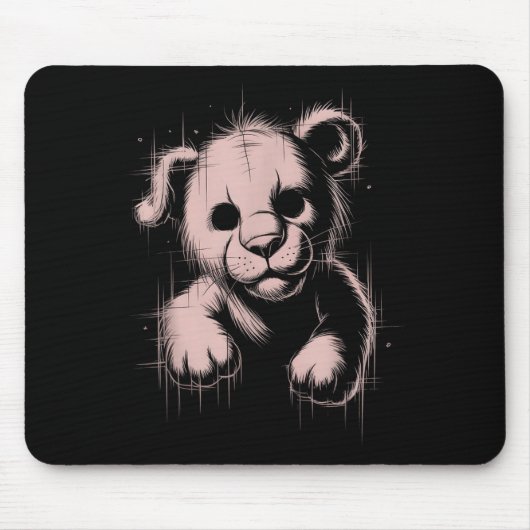 Creepy Cute Goth Teddy Lion Horror Sketch Nge Bear Mousepad (Vorne)