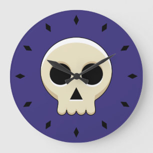 Creepy Cute Kawaii Goth Skull Große Wanduhr