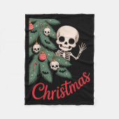 Creepy Cute Kawaii Skeleton Christmas Tree Skull B Fleecedecke (Vorderseite)