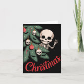 Creepy Cute Kawaii Skeleton Christmas Tree Skull B Karte (Vorderseite)
