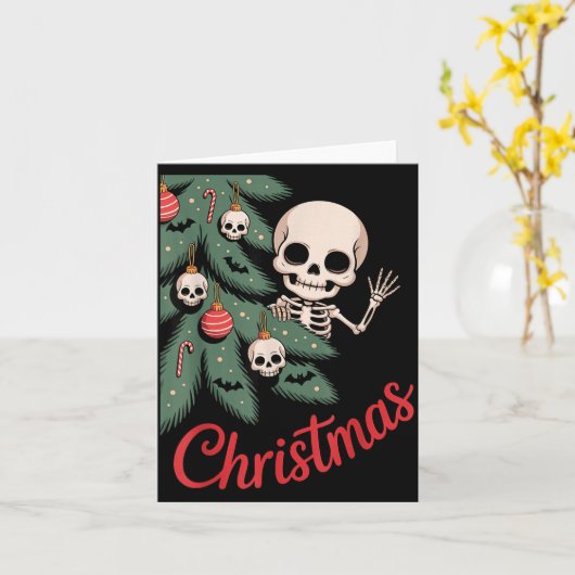Creepy Cute Kawaii Skeleton Christmas Tree Skull B Karte (Gelbe Blume)