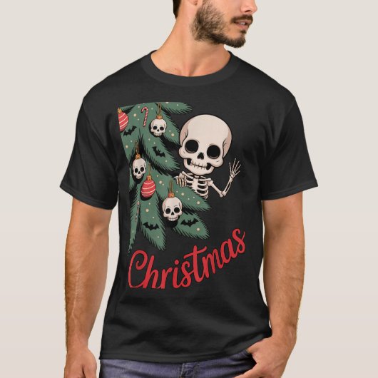 Creepy Cute Kawaii Skeleton Christmas Tree Skull B T-Shirt (Vorderseite)