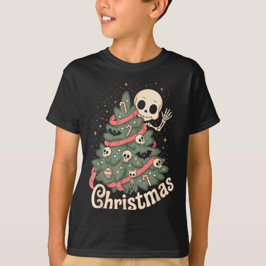 Creepy Cute Kawaii Skeleton Christmas Tree Skull B T-Shirt (Vorderseite)