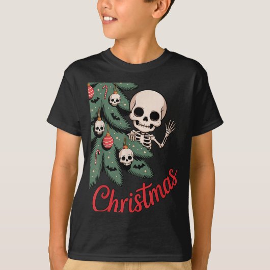 Creepy Cute Kawaii Skeleton Christmas Tree Skull B T-Shirt (Vorderseite)