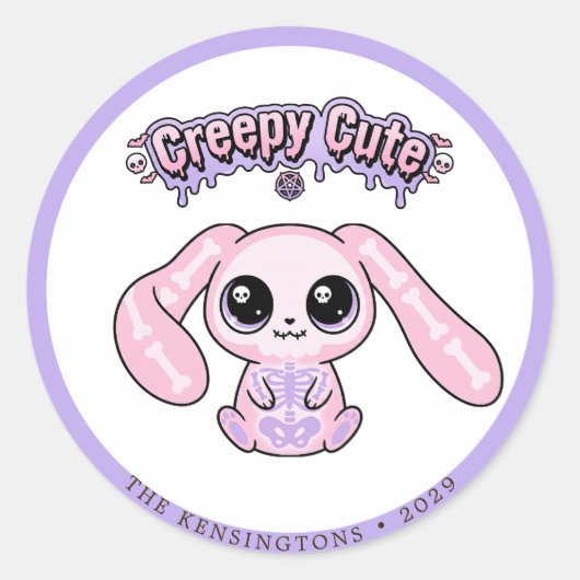 Creepy Cute Pastel Goth Bunny Easter Sticker (Vorderseite)