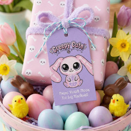 Creepy Cute Pink Bunny Pastel Goth Gift Tag Geschenkanhänger