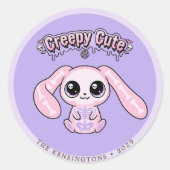 Creepy Cute Pink Bunny Pastel Goth Lavender Runder Aufkleber (Vorderseite)