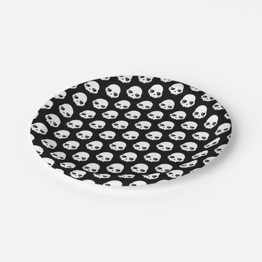 Creepy Cute Skulls Pappteller (Schrägansicht)
