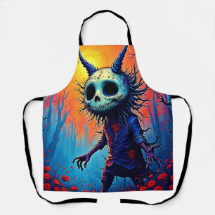 Creepy Dämon in spöttischem Holzdesign Schürze