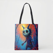 Creepy Dämon in spöttischem Holzdesign Tasche (Vorderseite)