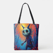 Creepy Dämon in spöttischem Holzdesign Tasche (Rückseite)