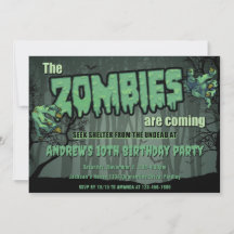 Creepy Dark Green Zombie Birthday Party