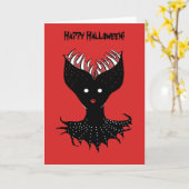 Creepy Demon Girl Teeth Brain Happy Halloween Karte (Gelbe Blume)