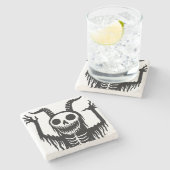 Creepy Demon Skull Steinuntersetzer (Seitenansicht)