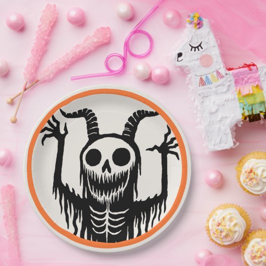 Creepy Devil Skull Halloween Pappteller (Party)