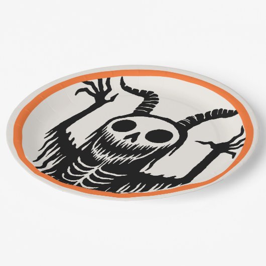 Creepy Devil Skull Halloween Pappteller (Schrägansicht)