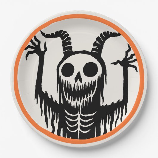Creepy Devil Skull Halloween Pappteller (Vorderseite)