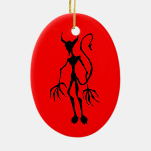 Creepy Devil Strichmännchen Keramikornament