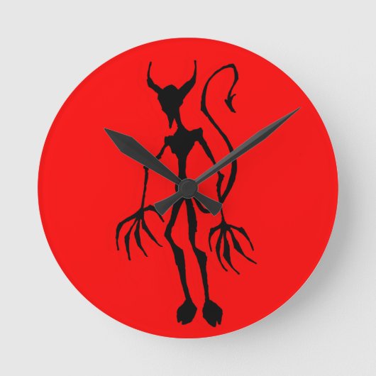 Creepy Devil Strichmännchen Runde Wanduhr (Vorderseite)