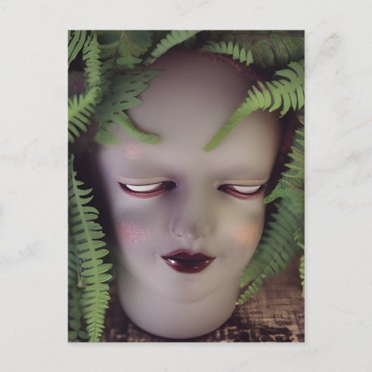 Creepy Doll Fern Planter Postkarte (Vorderseite)