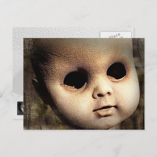 Creepy Doll Head mit Vermissten Augen Postkarte (Vorne/Hinten)