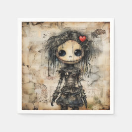 Creepy Doll mit Herz in der Luft Serviette