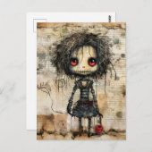 Creepy Doll mit Herz Postkarte (Vorne/Hinten)