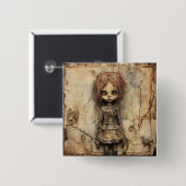 Creepy Doll mit rosa Bow Button (Vorne & Hinten)