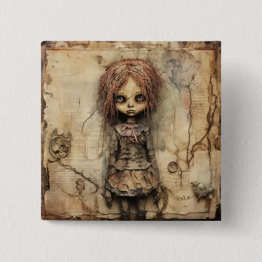 Creepy Doll mit rosa Bow Button (Vorderseite)