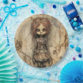 Creepy Doll mit rosa Bow Pappteller (Party)