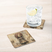 Creepy Doll mit rosa Bow Rechteckiger Pappuntersetzer (Vor Ort)