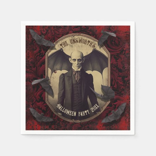 Creepy Dracula Vampire Halloween-Party Serviette (Vorderseite)