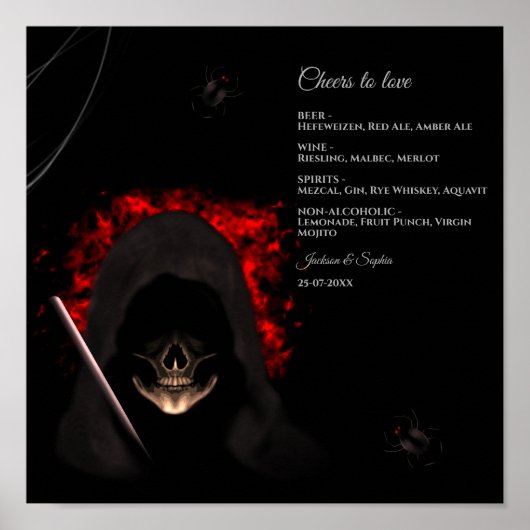 Creepy dunkelmoody Gothic Tower Drinks Menü-Zeiche Poster (Vorne)