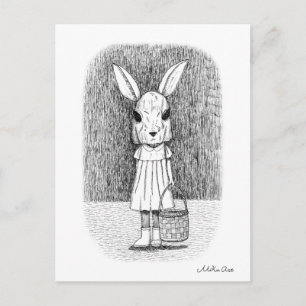 Creepy Easter Bunny Monochrome Horror Goth Art Postkarte