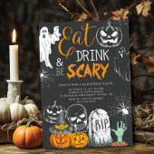 Creepy Eat Drink & Be Beängstigend Halloween Einladung