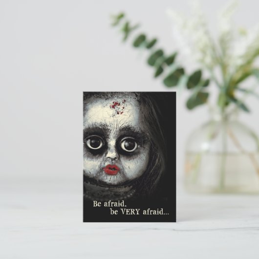 Creepy Eerie Doll Afraween Halloween Telefonnummerkarte (Stehend Vorderseite)