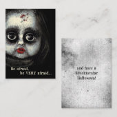 Creepy Eerie Doll Afraween Halloween Telefonnummerkarte (Vorne/Hinten)