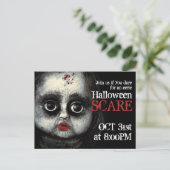 Creepy Eerie Goth Doll Halloween-Party Einladung Postkarte (Stehend Vorderseite)
