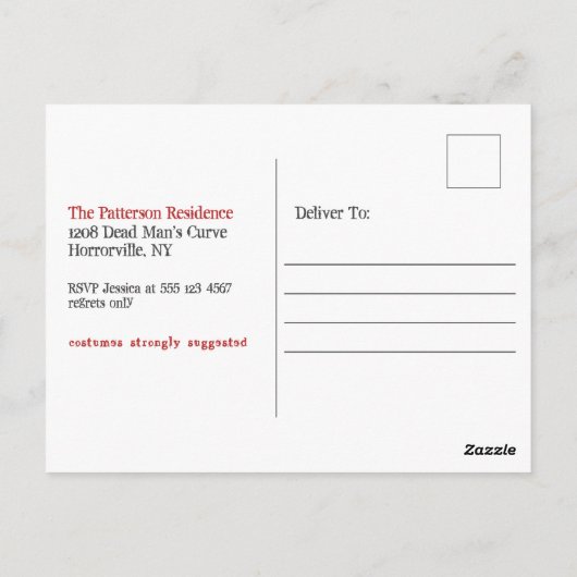 Creepy Eerie Goth Doll Halloween-Party Einladung Postkarte (Rückseite)