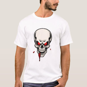 Creepy Eerie Skull mit glühenden roten Augen Hallo T-Shirt