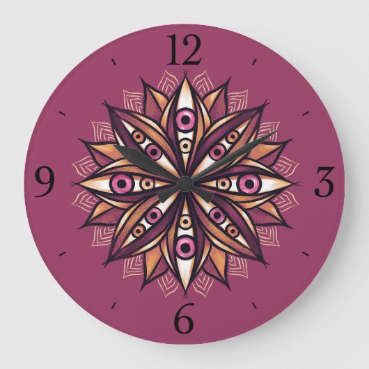 Creepy Eyes Psychedelic Blume Trippy Art Große Wanduhr (Vorderseite)