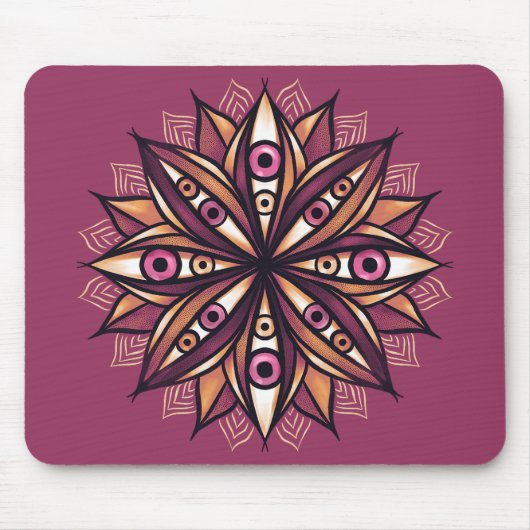 Creepy Eyes Psychedelic Blume Trippy Art Mousepad (Vorne)