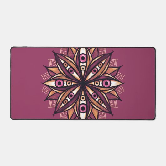 Creepy Eyes Psychedelic Blume Trippy Art Schreibtischunterlage (Vorderseite)