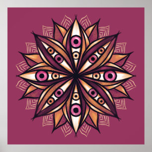 Creepy Eyes Psychedelische Blume Trippy Pink Poster