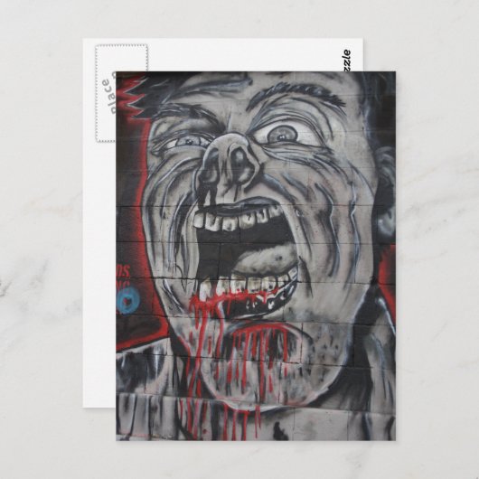 Creepy Face Graffiti Postkarte (Vorne/Hinten)