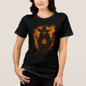 Creepy Fiery Witch Halloween Art Tri-Blend Shirt (Vorderseite)