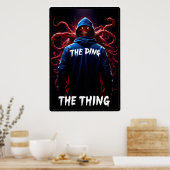 Creepy figure in a hoodie with tentacles and glowi poster (Küche)